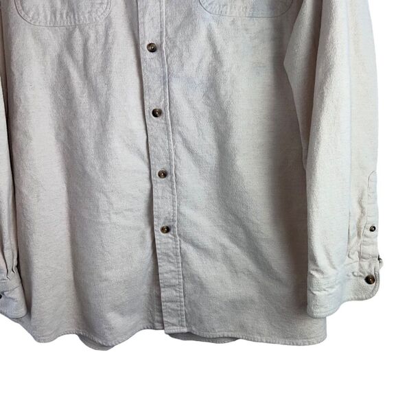 Guide Series Brushed Flannel Long Sleeve Shirt 3XLT Cream Cotton Button Front - Picture 4 of 11